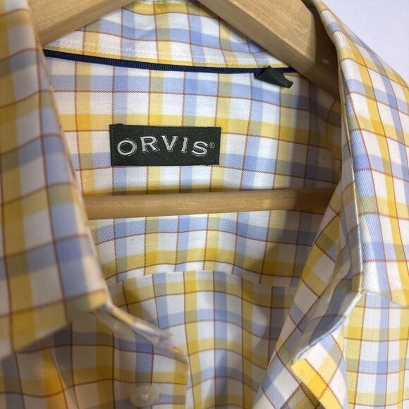 ORVIS Mens XL Multicolor Plaid‎ Short Sleeve Button Down Shirt Preppy Coastal - Picture 3 of 7